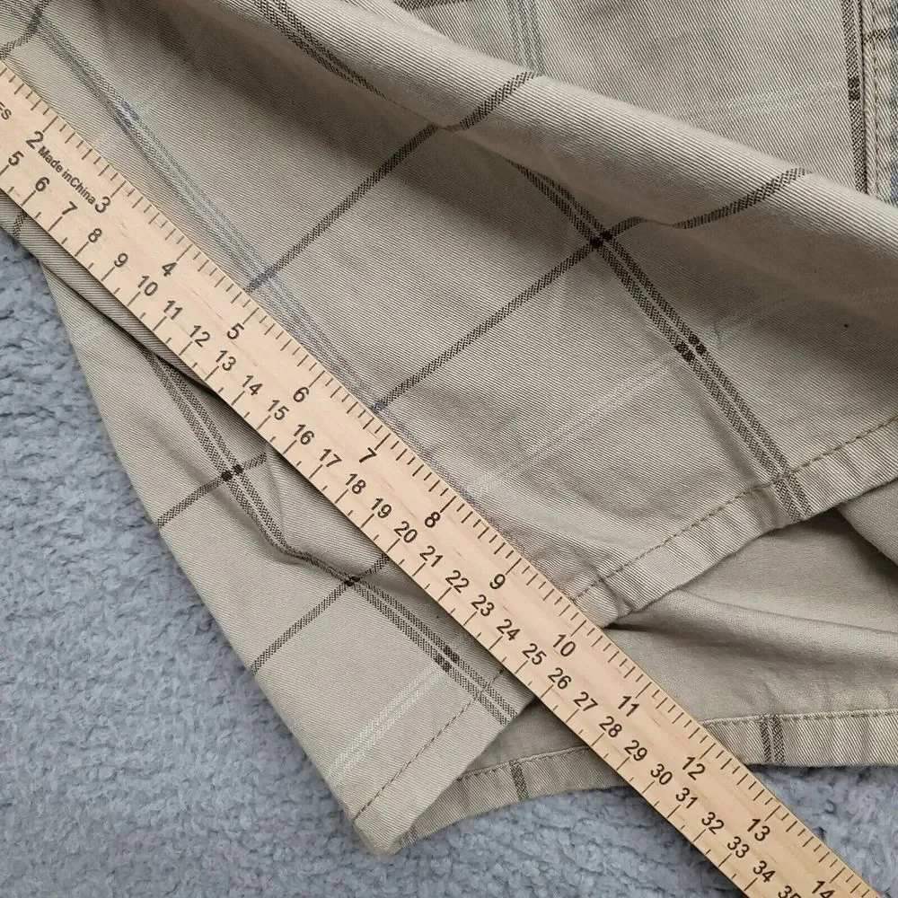 OP Shorts Mens 30 Tan Plaid Flat Front Chino Cotton 10